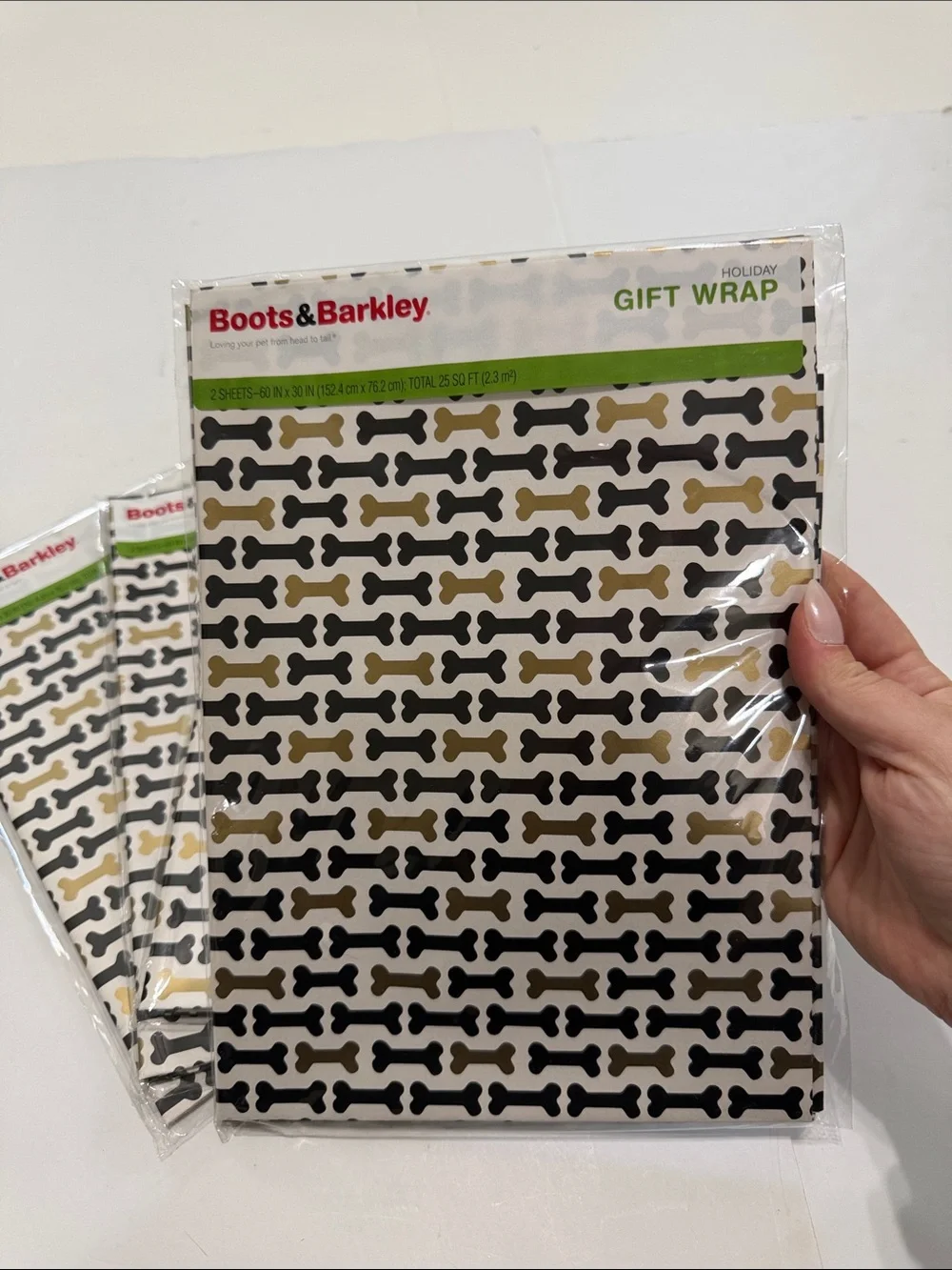Boots & Barkley Black and Gold Dog Bone Gift Wrap Sheets set of 4
